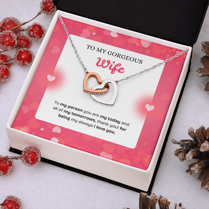 To My Wife | Thank You for Being My Forever | Interlocking Hearts Necklace