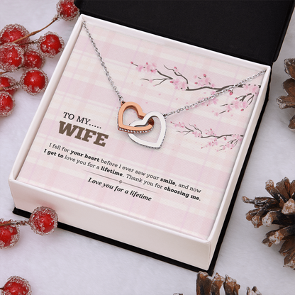 To My Wife | Love You for a Lifetime | Interlocking Hearts Necklace