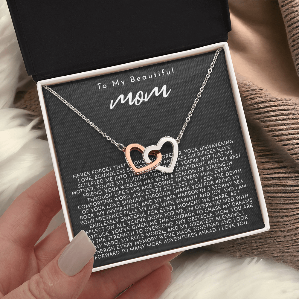 To My Mom | My Guiding Light | Interlocking Hearts Necklace