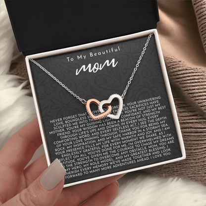 To My Mom | My Guiding Light | Interlocking Hearts Necklace