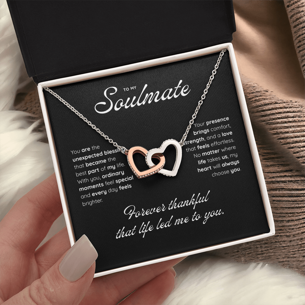 To My Soulmate | My Heart Found Its Match | Interlocking Hearts Necklace