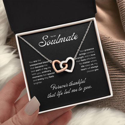 To My Soulmate | My Heart Found Its Match | Interlocking Hearts Necklace