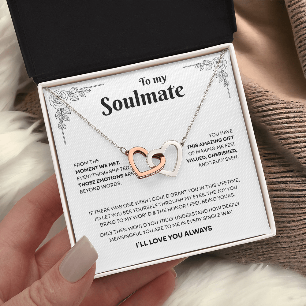 To My Soulmate | A Bond That Means Everything | Interlocking Hearts Necklace