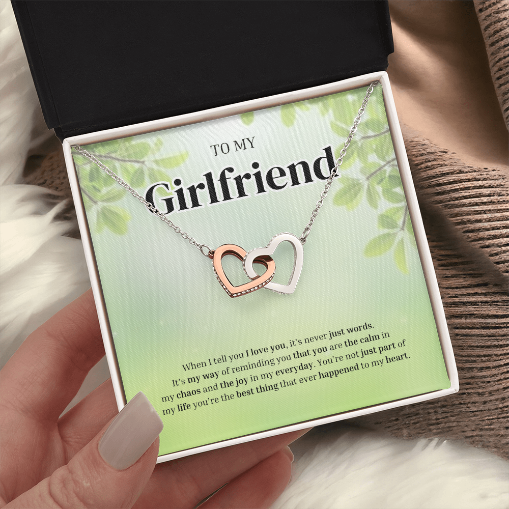 To My Girlfriend | Grateful for the Joy You Bring | Interlocking Hearts Necklace