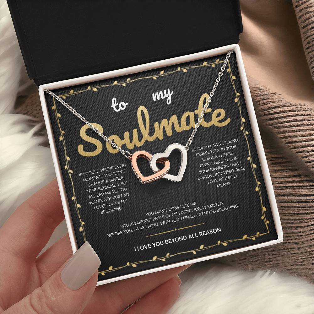 To My Soulmate | My Heart Found Its Forever With You | Interlocking Hearts Necklace
