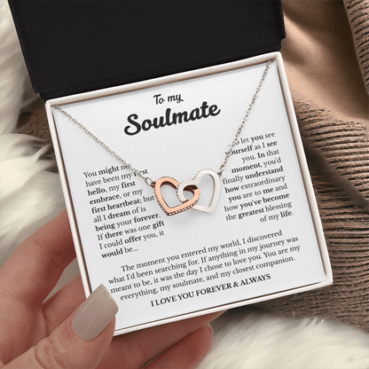 To My Soulmate | A Love Meant to Be | Interlocking Hearts Necklace