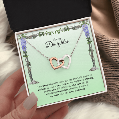 To My Daughter | Your Journey Inspires Me Always | Interlocking Hearts Necklace
