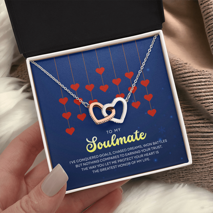 To My Soulmate | With You, Love Makes Sense | Interlocking Hearts Necklace