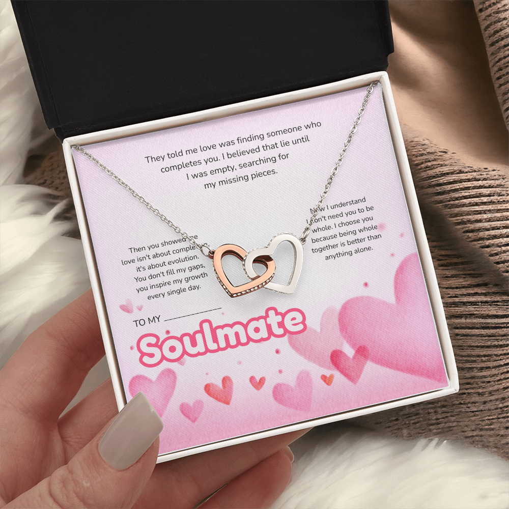 To My Soulmate | Love Led Me to You | Interlocking Hearts Necklace