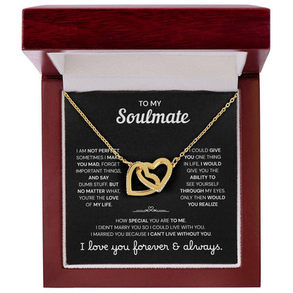 To My Soulmate | A Meaningful Love Gift | Interlocking Hearts Necklace