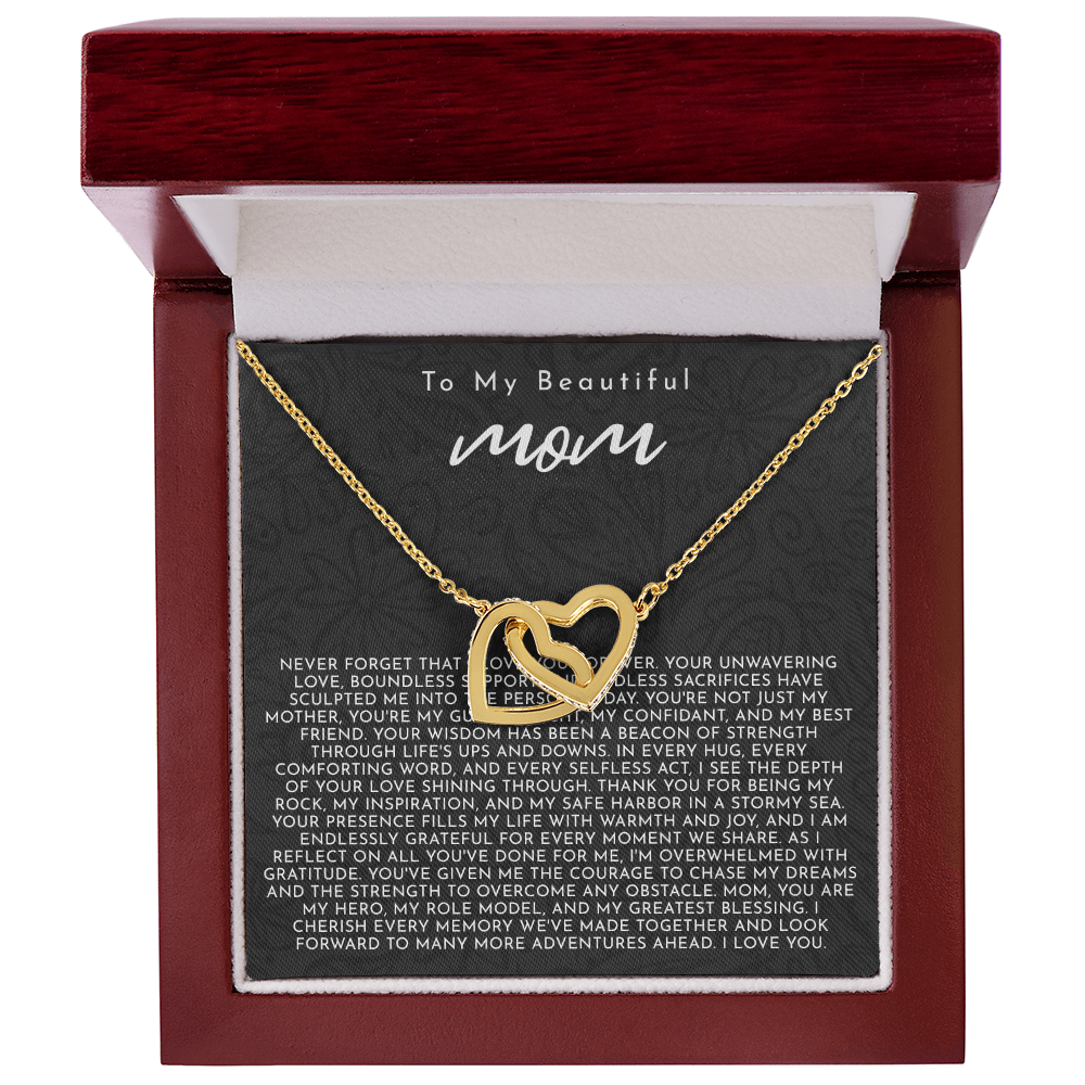 To My Mom | My Guiding Light | Interlocking Hearts Necklace