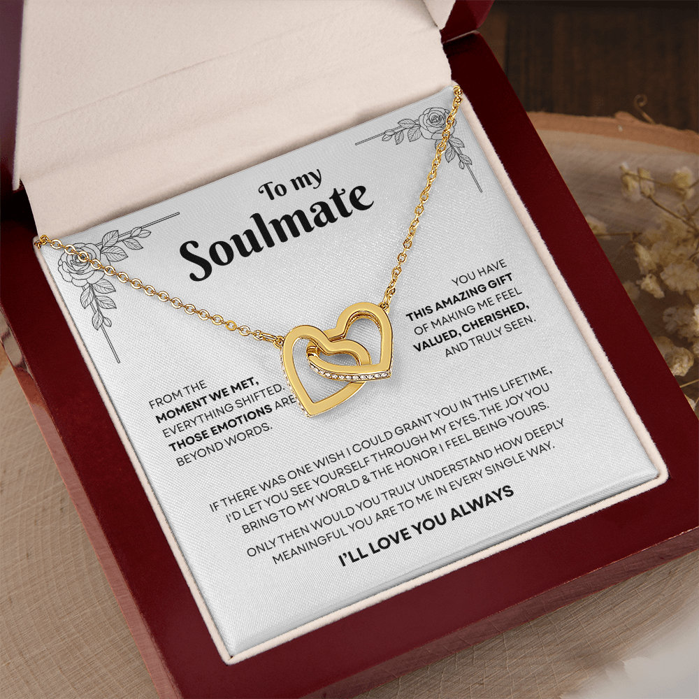 To My Soulmate | A Bond That Means Everything | Interlocking Hearts Necklace