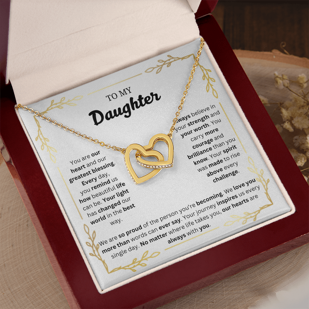 To My Daughter | Proud of the Person You're Becoming | Interlocking Hearts Necklace