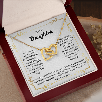 To My Daughter | Proud of the Person You're Becoming | Interlocking Hearts Necklace