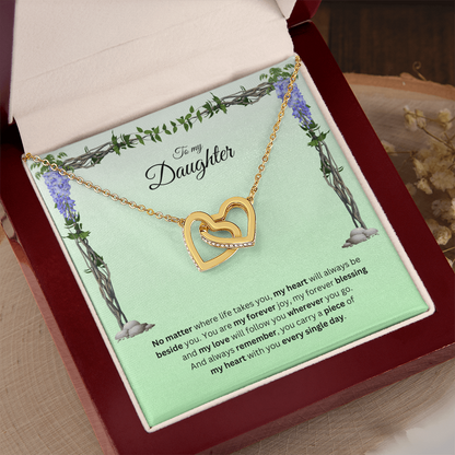 To My Daughter | Your Journey Inspires Me Always | Interlocking Hearts Necklace