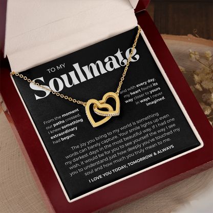 To My Soulmate | Our Story Is My Favorite | Interlocking Hearts Necklace