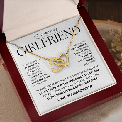 To My Girlfriend | Not by Chance, But by Choice | Interlocking Hearts Necklace
