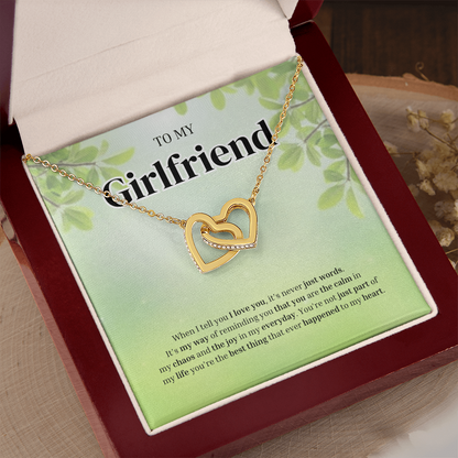 To My Girlfriend | Grateful for the Joy You Bring | Interlocking Hearts Necklace