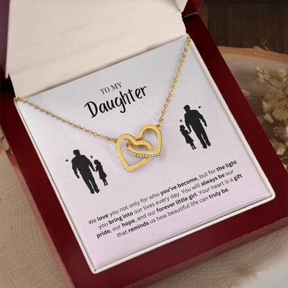 To My Daughter | You Make Life More Beautiful | Interlocking Hearts Necklace