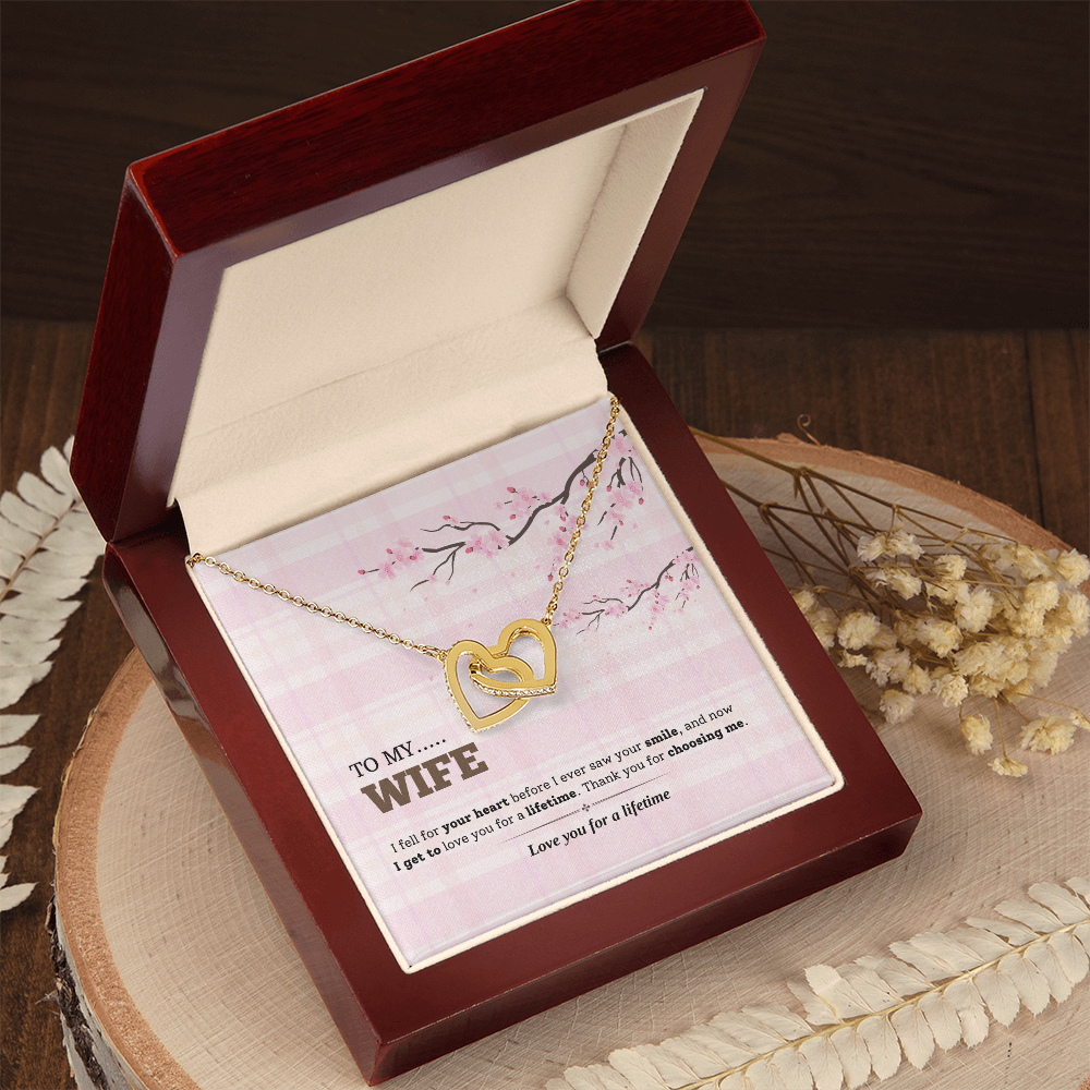 To My Wife | Love You for a Lifetime | Interlocking Hearts Necklace