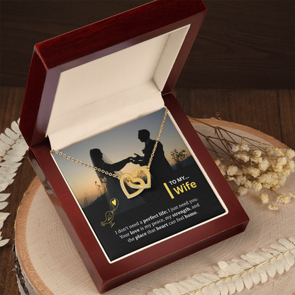 To My Wife | My Heart Feels Home With You | Interlocking Hearts Necklace