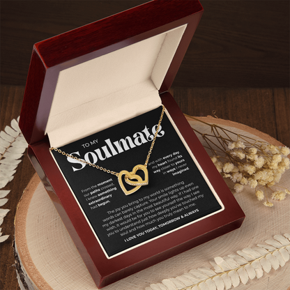 To My Soulmate | Our Story Is My Favorite | Interlocking Hearts Necklace
