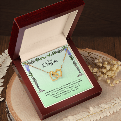 To My Daughter | Your Journey Inspires Me Always | Interlocking Hearts Necklace