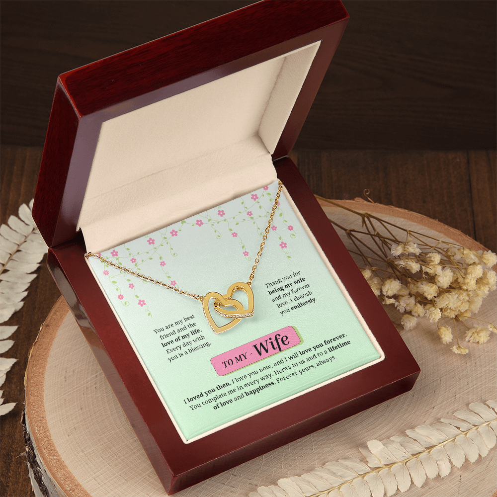 To My Wife | Loved You Then, Love You Forever | Interlocking Hearts Necklace