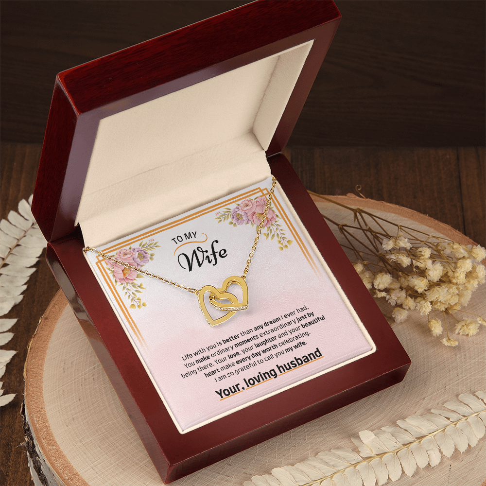 To My Wife | Grateful to Call You Mine | Interlocking Hearts Necklace