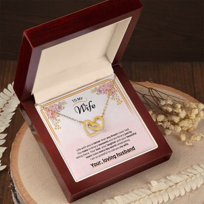 To My Wife | Grateful to Call You Mine | Interlocking Hearts Necklace