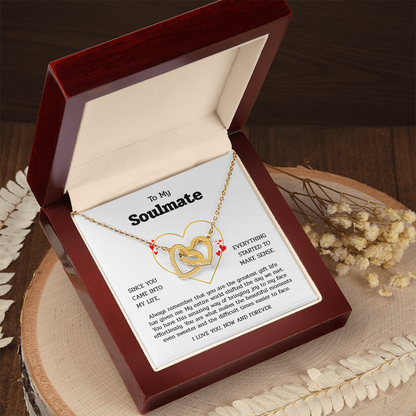 To My Soulmate | You Are My Greatest Gift | Interlocking Hearts Necklace