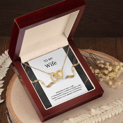 To My Wife | Every Day With You Is a Gift | Interlocking Hearts Necklace