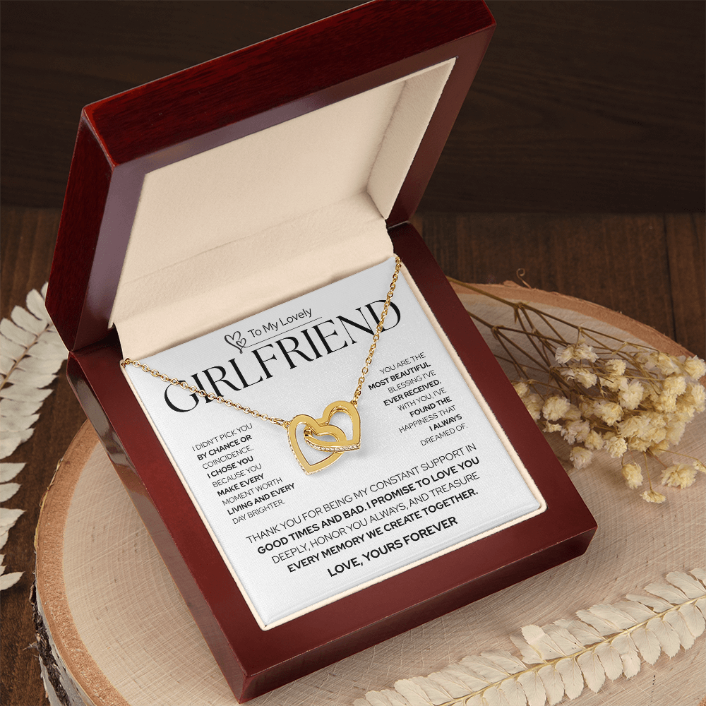 To My Girlfriend | Not by Chance, But by Choice | Interlocking Hearts Necklace