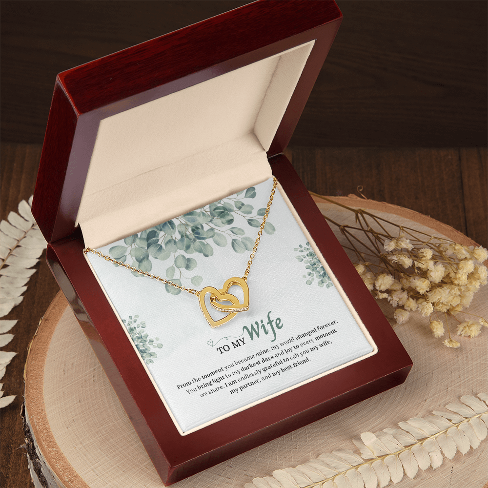 To My Wife | You Changed My World Forever | Interlocking Hearts Necklace
