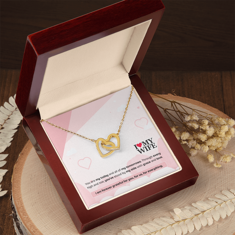 To My Wife | My Heart, My Strength, My Forever | Interlocking Hearts Necklace