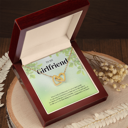 To My Girlfriend | Grateful for the Joy You Bring | Interlocking Hearts Necklace