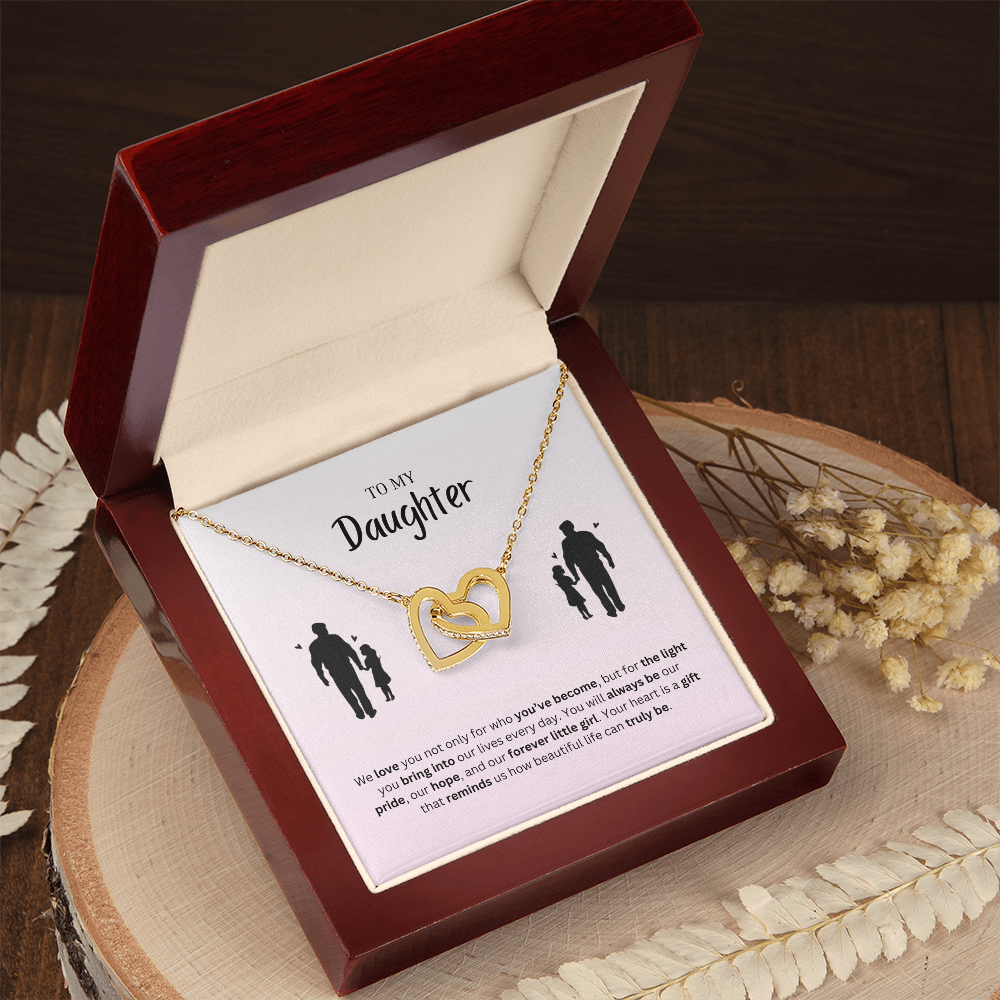 To My Daughter | You Make Life More Beautiful | Interlocking Hearts Necklace