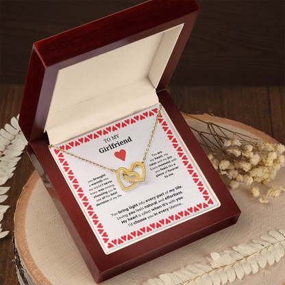 To My Girlfriend | Your Presence Brings Me Joy | Interlocking Hearts Necklace