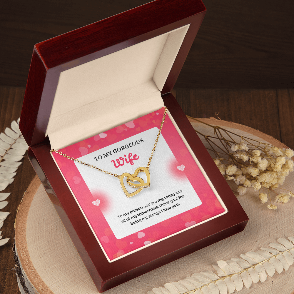 To My Wife | Thank You for Being My Forever | Interlocking Hearts Necklace