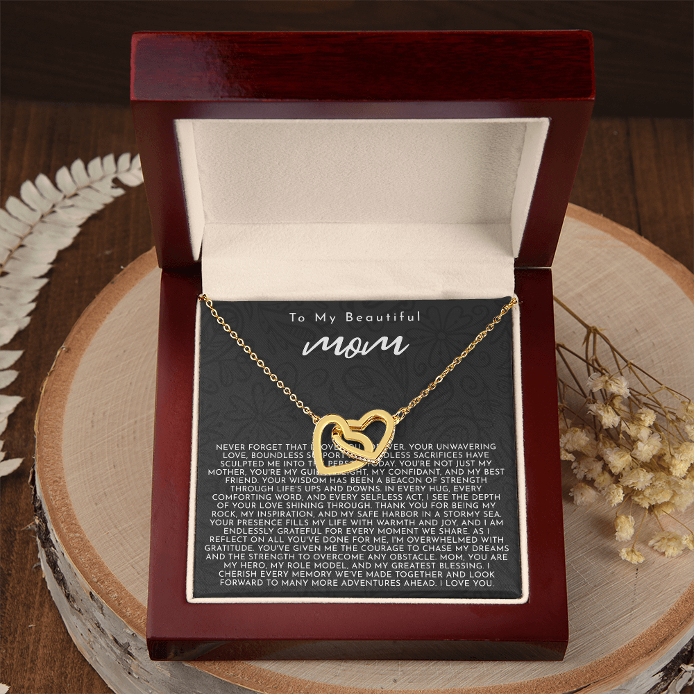 To My Mom | My Guiding Light | Interlocking Hearts Necklace