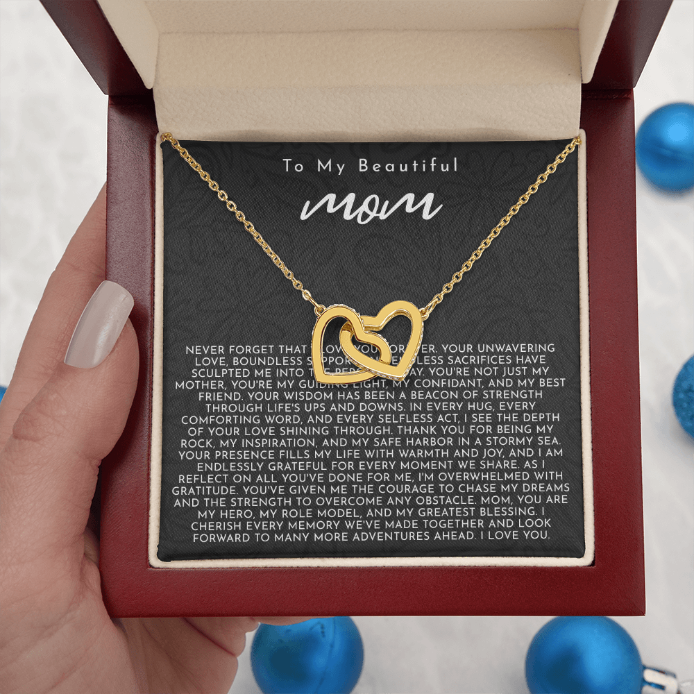 To My Mom | My Guiding Light | Interlocking Hearts Necklace