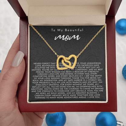 To My Mom | My Guiding Light | Interlocking Hearts Necklace