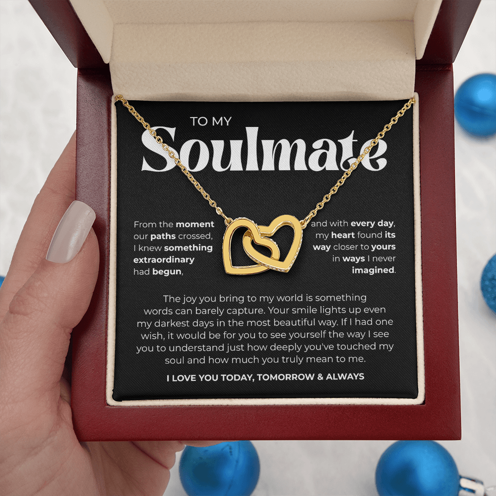 To My Soulmate | Our Story Is My Favorite | Interlocking Hearts Necklace