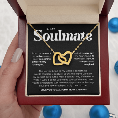 To My Soulmate | Our Story Is My Favorite | Interlocking Hearts Necklace
