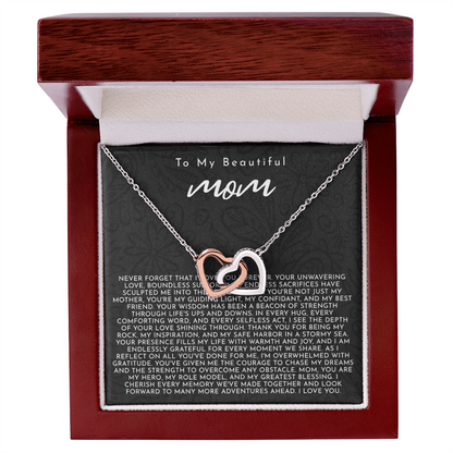 To My Mom | My Guiding Light | Interlocking Hearts Necklace