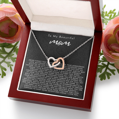 To My Mom | My Guiding Light | Interlocking Hearts Necklace