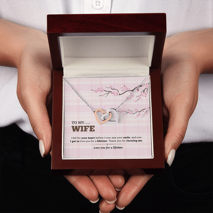 To My Wife | Love You for a Lifetime | Interlocking Hearts Necklace