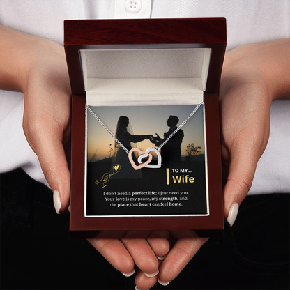 To My Wife | My Heart Feels Home With You | Interlocking Hearts Necklace
