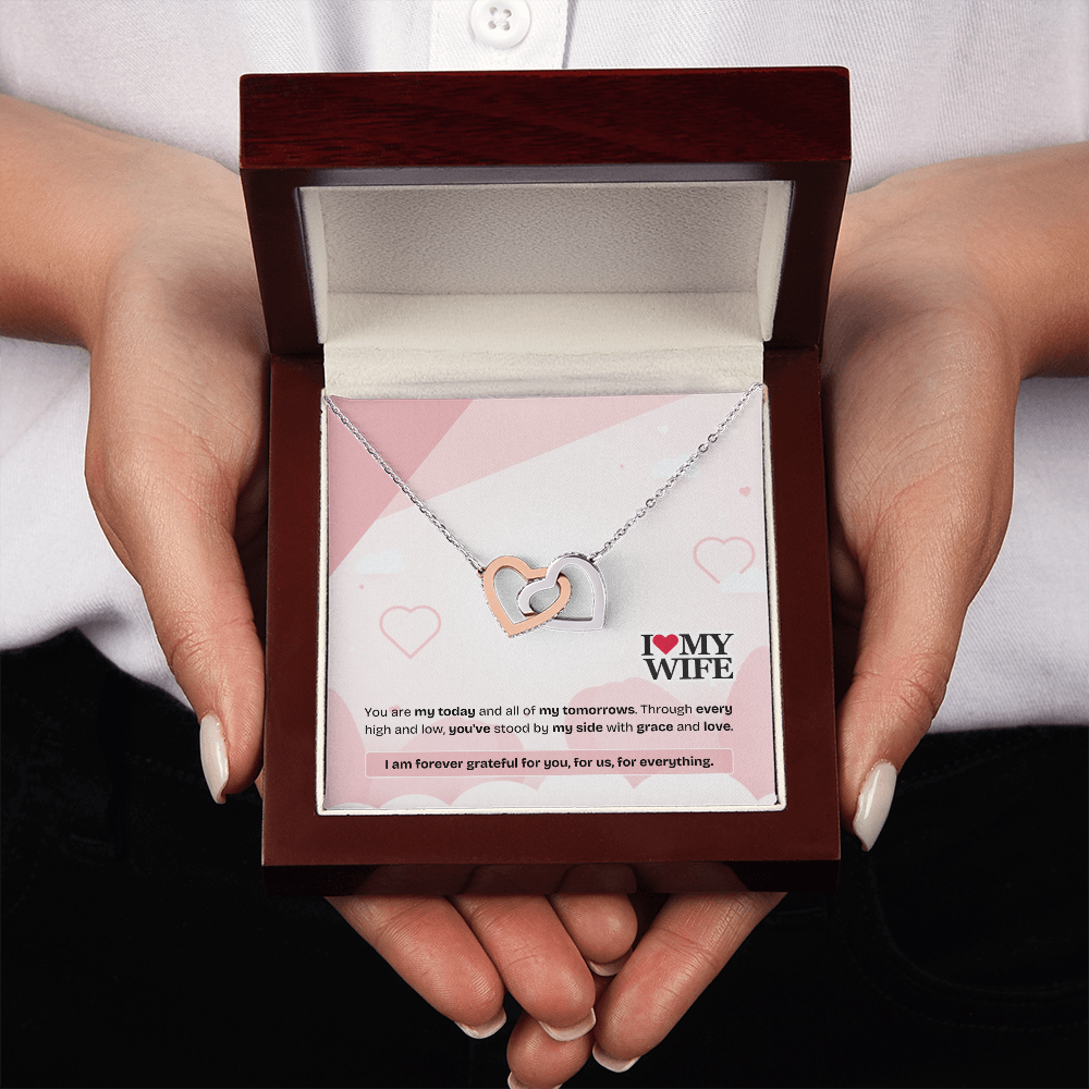 To My Wife | My Heart, My Strength, My Forever | Interlocking Hearts Necklace