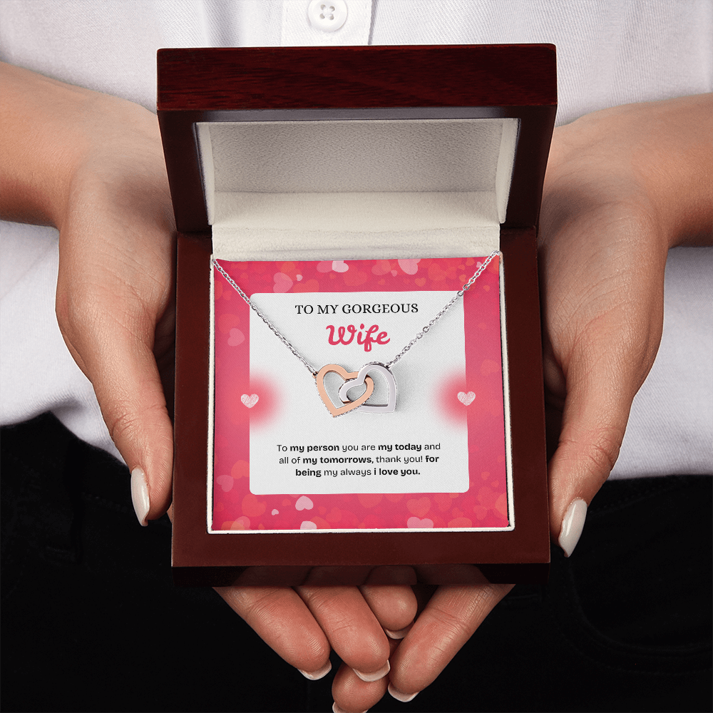 To My Wife | Thank You for Being My Forever | Interlocking Hearts Necklace